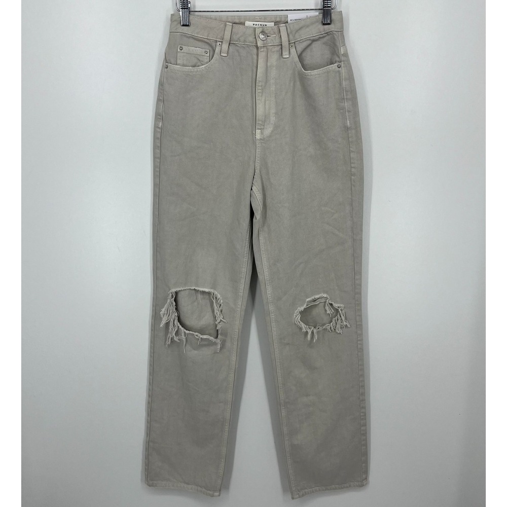 Pacsun Jeans Women's Size 26 Beige 90's Boyfriend Straight Cotton New NWT